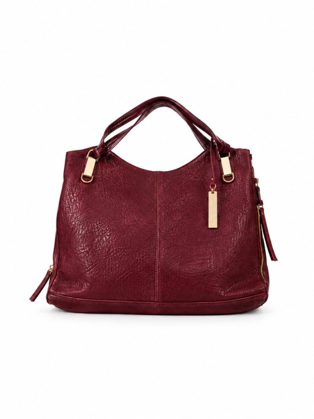 Large Red Genuine Leather Tote - Vincent Camuto